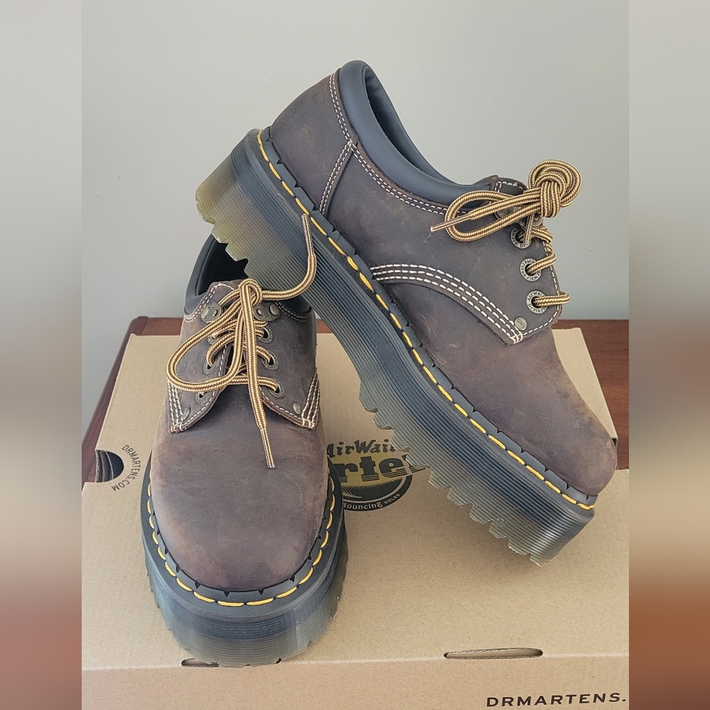Dr. Martens Brown Leather Platform Oxfords